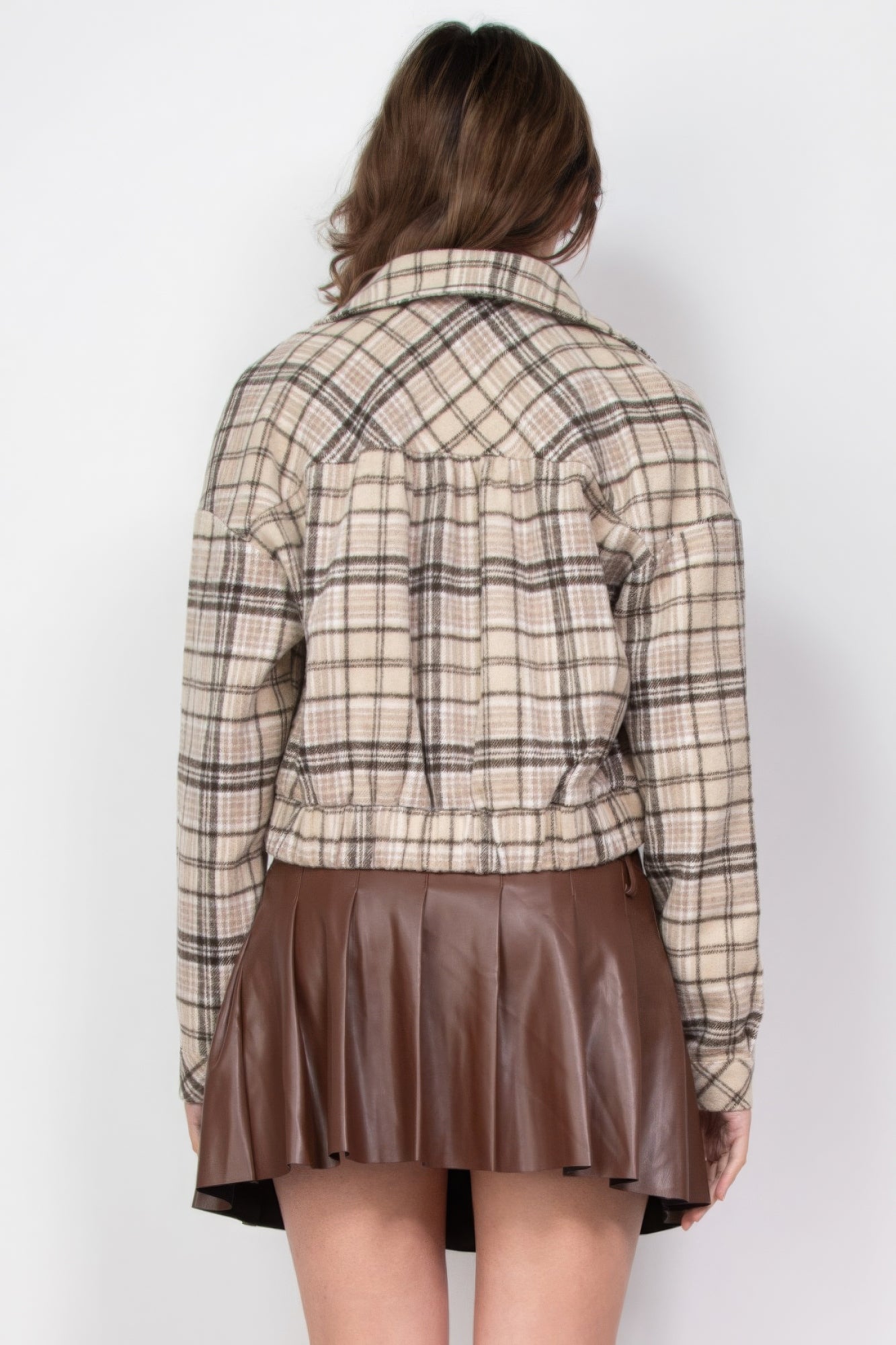 Blue Zone Planet | Plaid Button-down Crop Jacket-TOPS / DRESSES-[Adult]-[Female]-2022 Online Blue Zone Planet