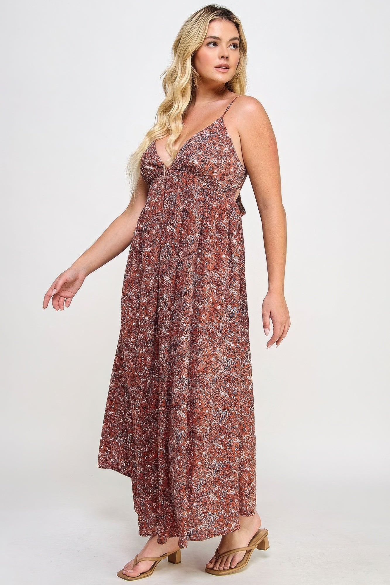 Floral Maxi Dress With Tie Back-TOPS / DRESSES-[Adult]-[Female]-2022 Online Blue Zone Planet