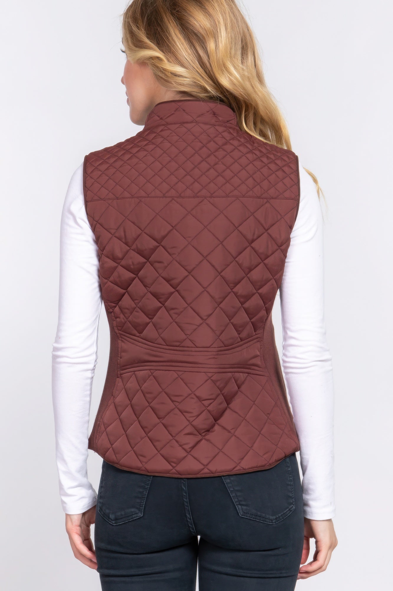 Blue Zone Planet | Suede Piping Quilted Padding Vest-TOPS / DRESSES-[Adult]-[Female]-2022 Online Blue Zone Planet