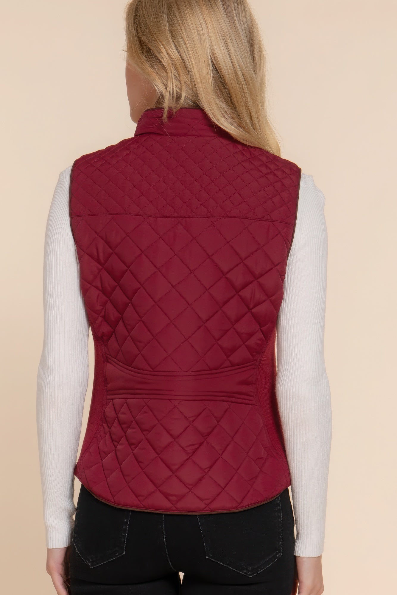 Blue Zone Planet | Suede Piping Quilted Padding Vest-TOPS / DRESSES-[Adult]-[Female]-2022 Online Blue Zone Planet