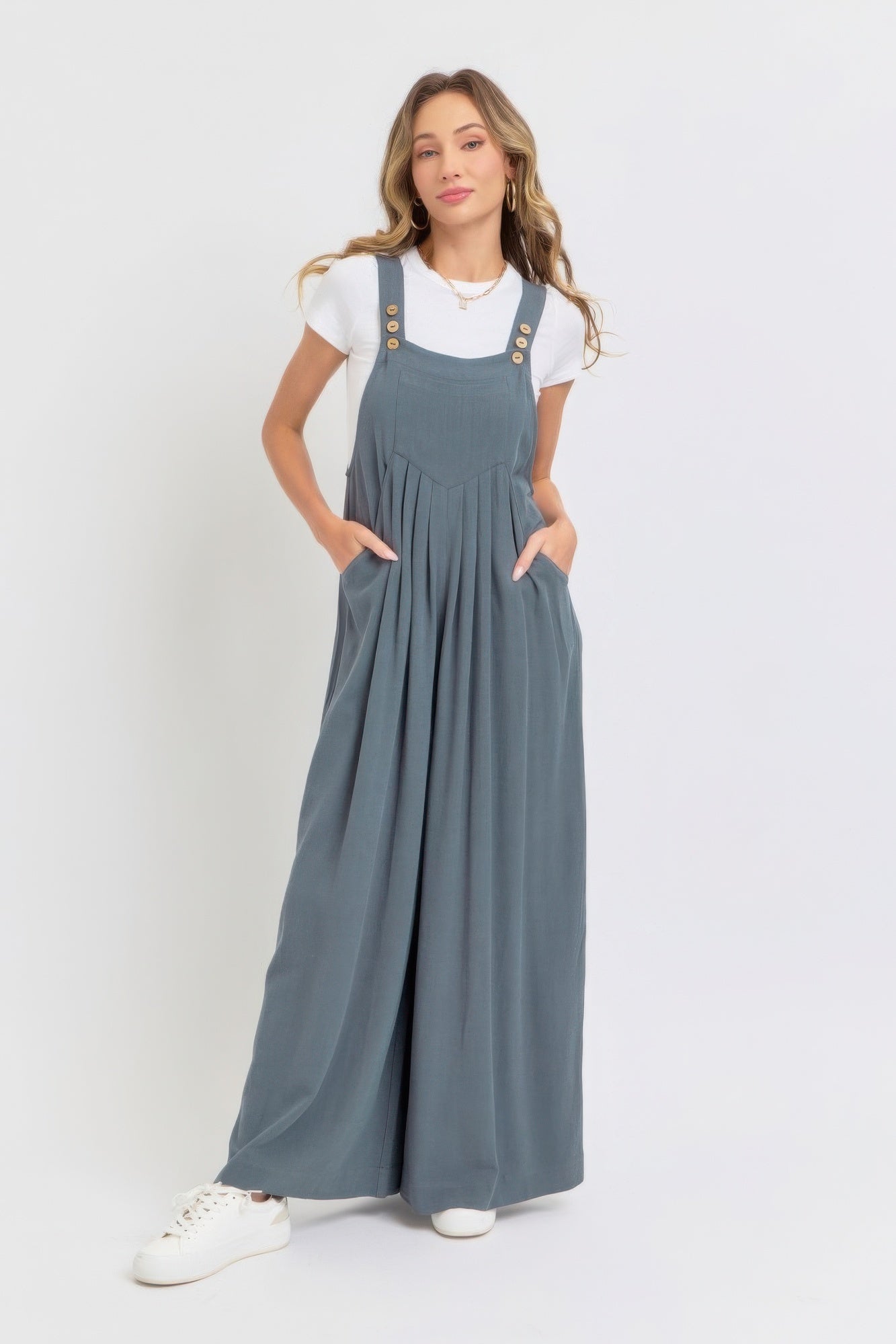 Adjustable Strap Overall Wide Leg Jumpsuit-[Adult]-[Female]-2022 Online Blue Zone Planet