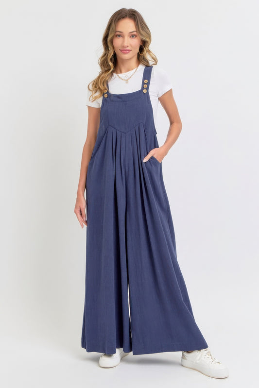 Adjustable Strap Overall Wide Leg Jumpsuit-[Adult]-[Female]-2022 Online Blue Zone Planet