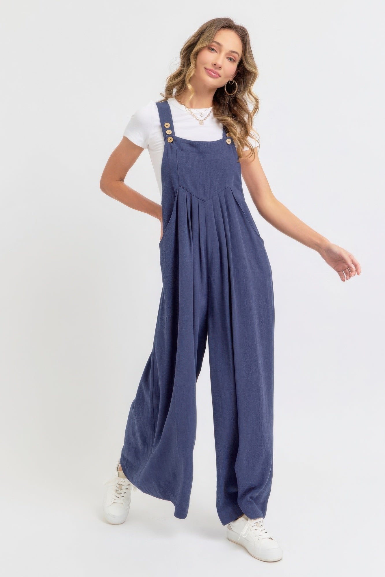 Adjustable Strap Overall Wide Leg Jumpsuit-[Adult]-[Female]-2022 Online Blue Zone Planet