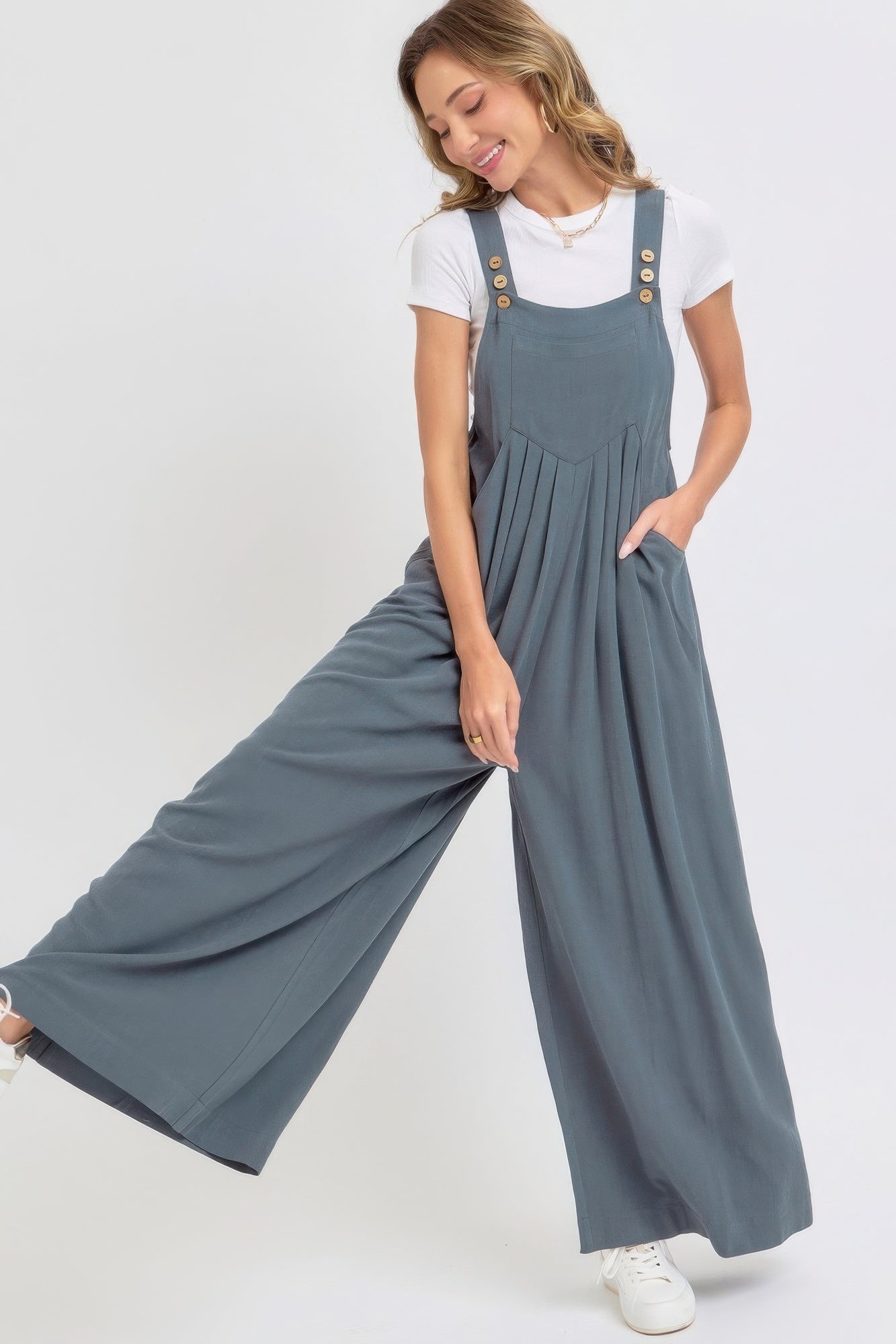 Adjustable Strap Overall Wide Leg Jumpsuit-[Adult]-[Female]-2022 Online Blue Zone Planet