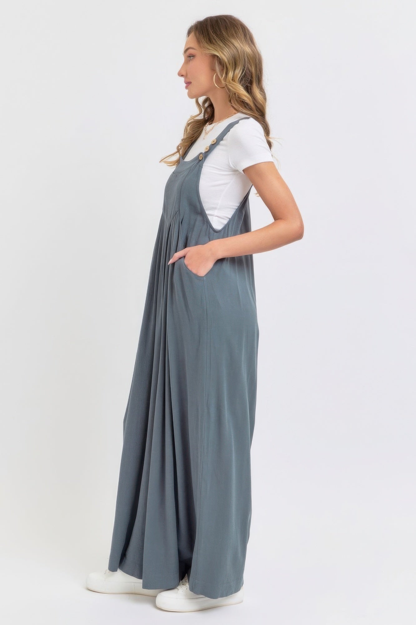 Adjustable Strap Overall Wide Leg Jumpsuit-[Adult]-[Female]-2022 Online Blue Zone Planet