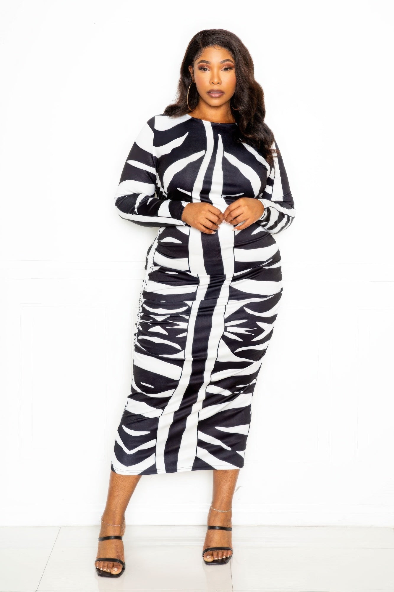 Animal print ruched bodycon dress-[Adult]-[Female]-2022 Online Blue Zone Planet