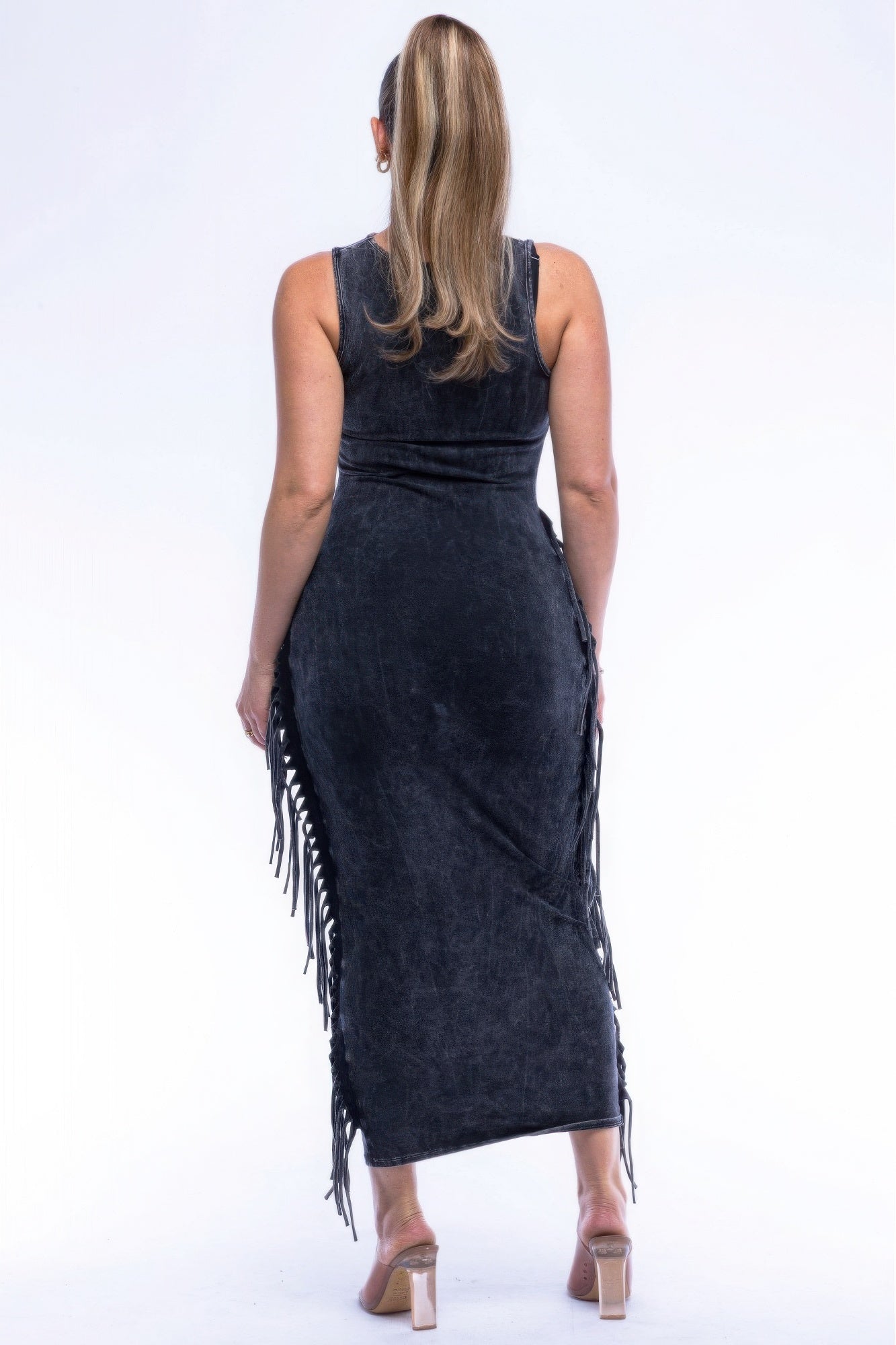 Fringe Cut Out Maxi Dress-[Adult]-[Female]-2022 Online Blue Zone Planet