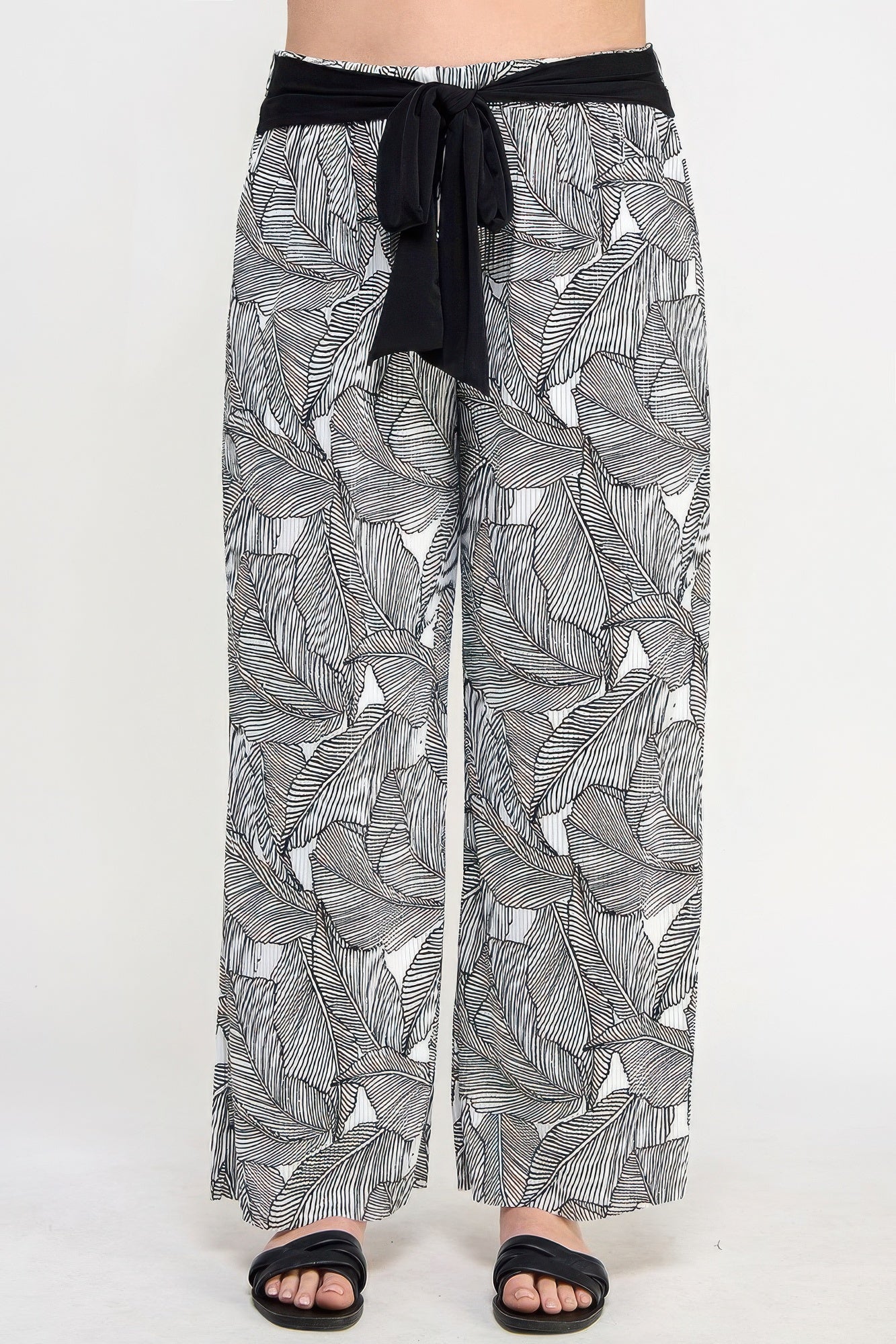 Blue Zone Planet | Plisse Palm Print Pants-[Adult]-[Female]-2022 Online Blue Zone Planet