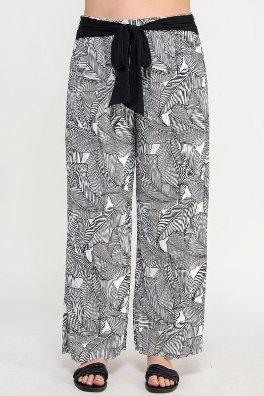 Blue Zone Planet | Plisse Palm Print Pants-[Adult]-[Female]-2022 Online Blue Zone Planet