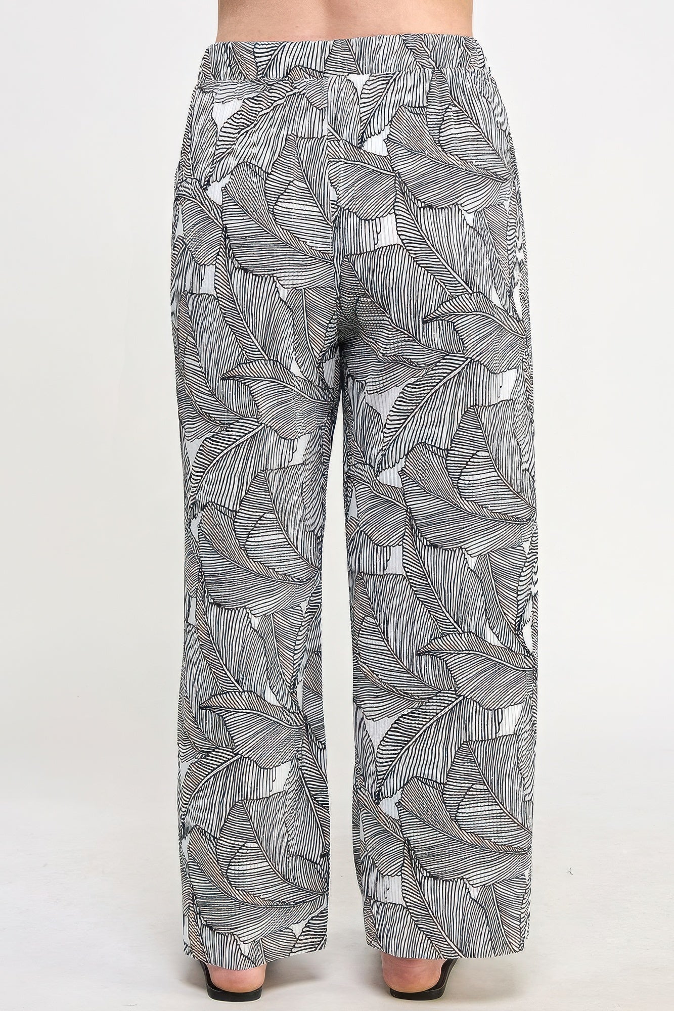 Blue Zone Planet | Plisse Palm Print Pants-[Adult]-[Female]-2022 Online Blue Zone Planet