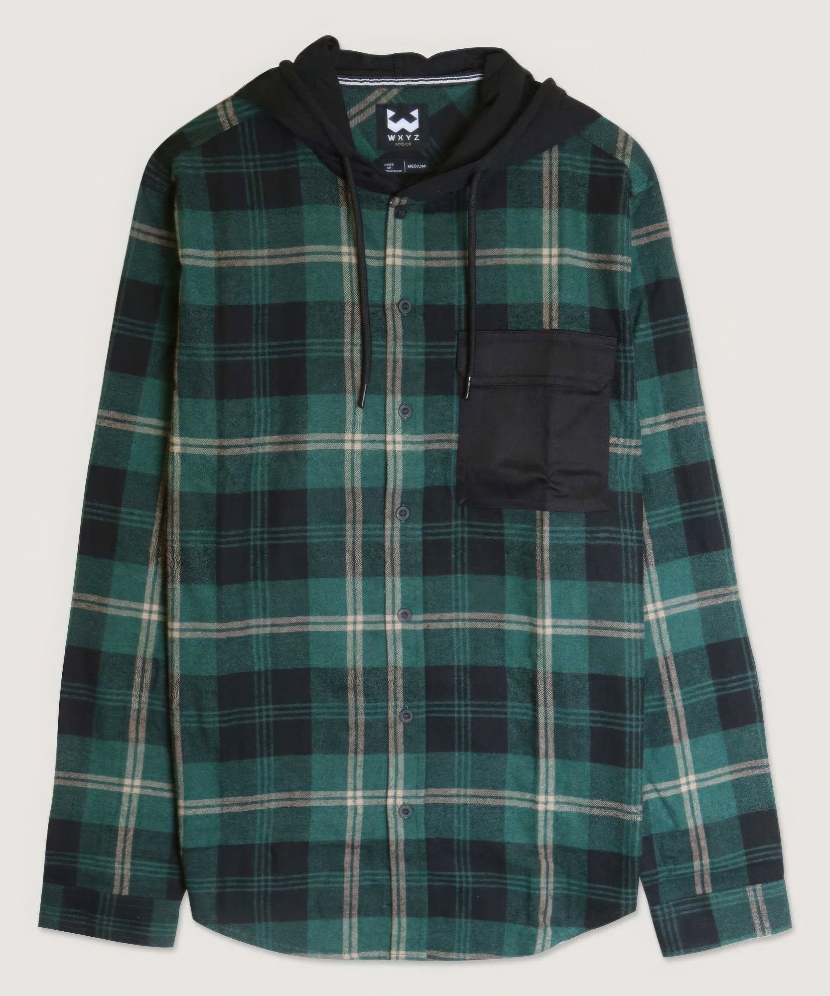 Contrast Pocket Plaid Hooded Shirt-[Adult]-[Female]-2022 Online Blue Zone Planet