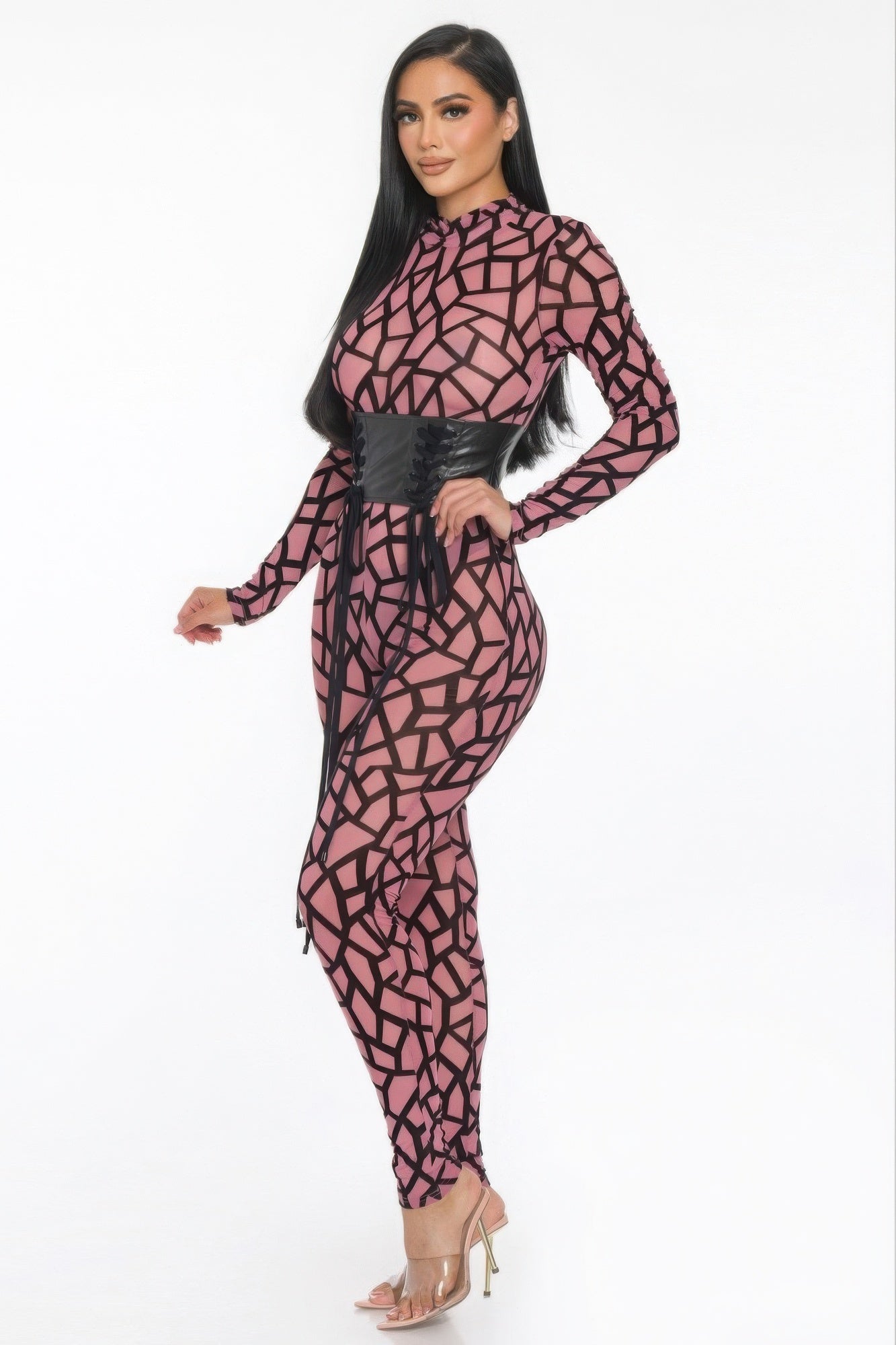 Blue Zone Planet | Geometric Printed Jersey Jumpsuit-[Adult]-[Female]-2022 Online Blue Zone Planet