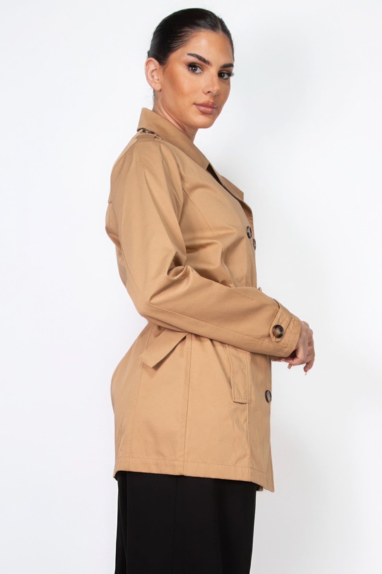 Blue Zone Planet | Double-breasted Notch Belted Coat-[Adult]-[Female]-2022 Online Blue Zone Planet