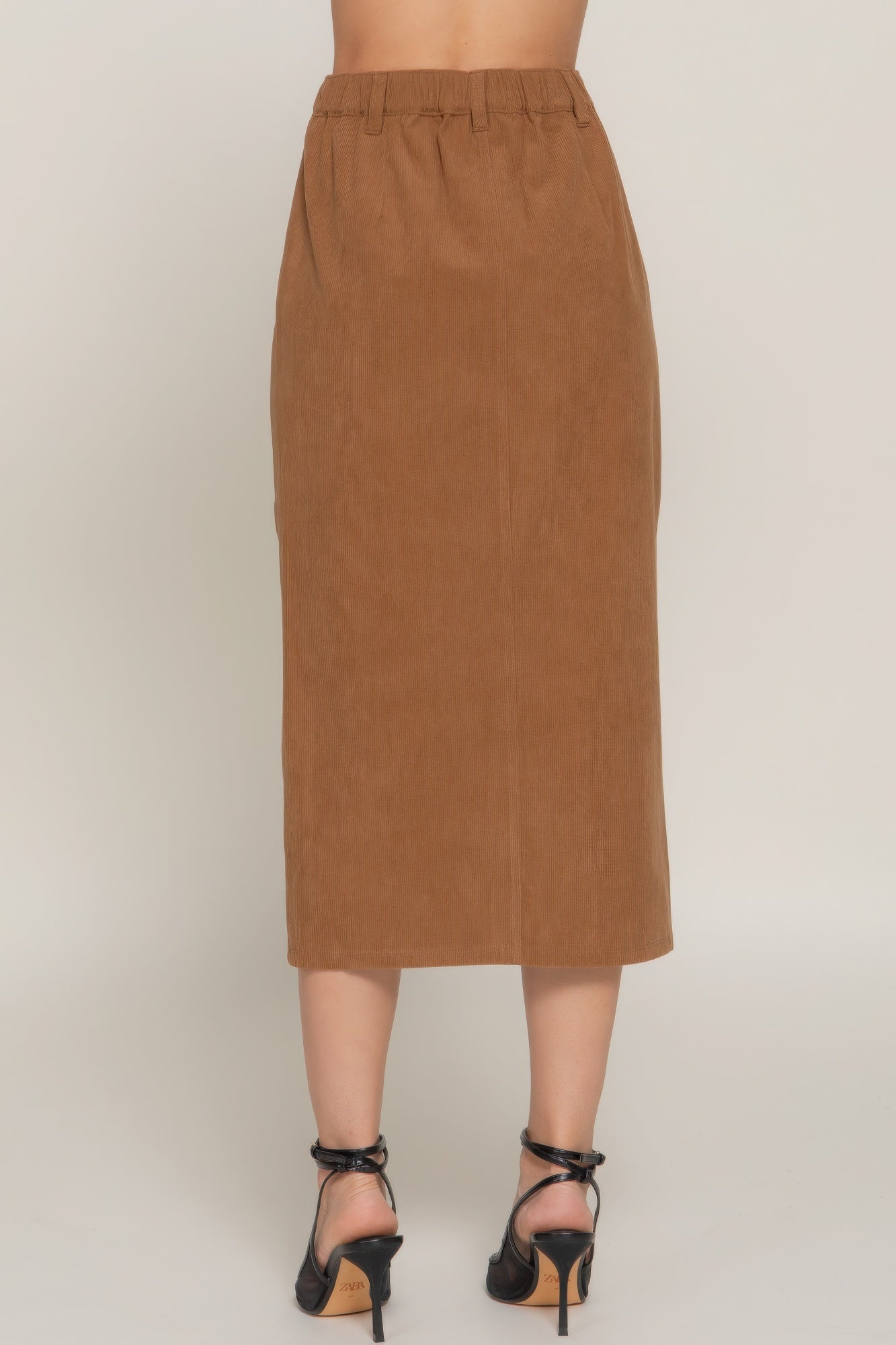 Blue Zone Planet | Front Open Slit Corduroy Midi Skirt-[Adult]-[Female]-2022 Online Blue Zone Planet