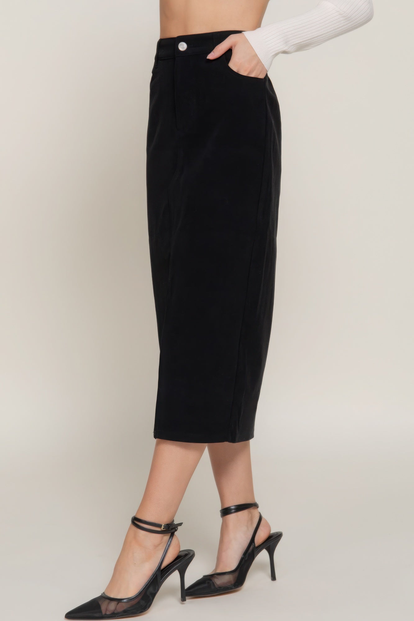 Blue Zone Planet | Front Open Slit Corduroy Midi Skirt-[Adult]-[Female]-2022 Online Blue Zone Planet