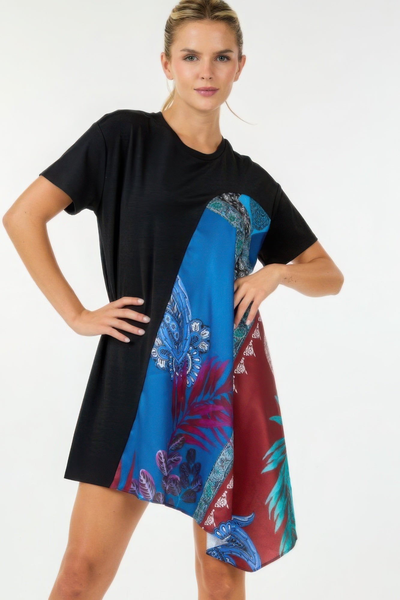 Print Handkerchief Tunic Top-[Adult]-[Female]-2022 Online Blue Zone Planet