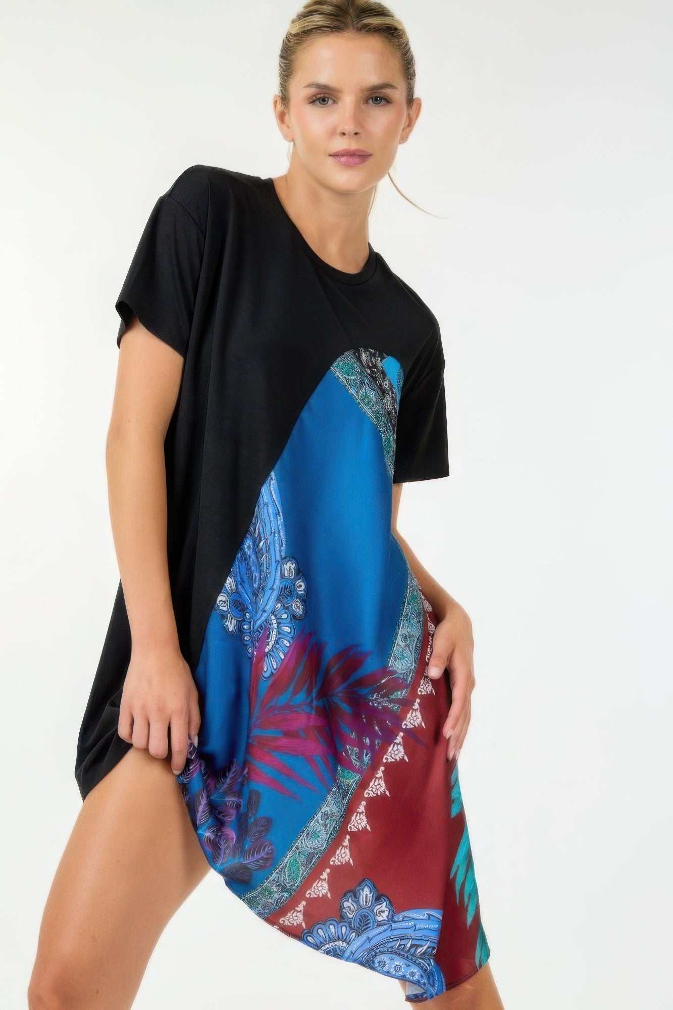 Print Handkerchief Tunic Top-[Adult]-[Female]-2022 Online Blue Zone Planet