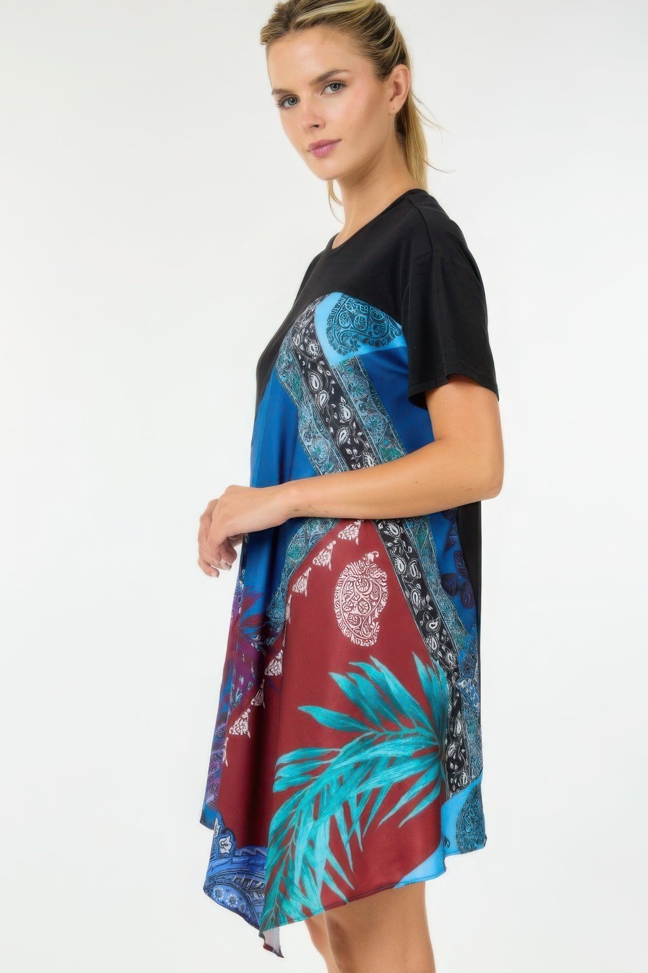 Print Handkerchief Tunic Top-[Adult]-[Female]-2022 Online Blue Zone Planet