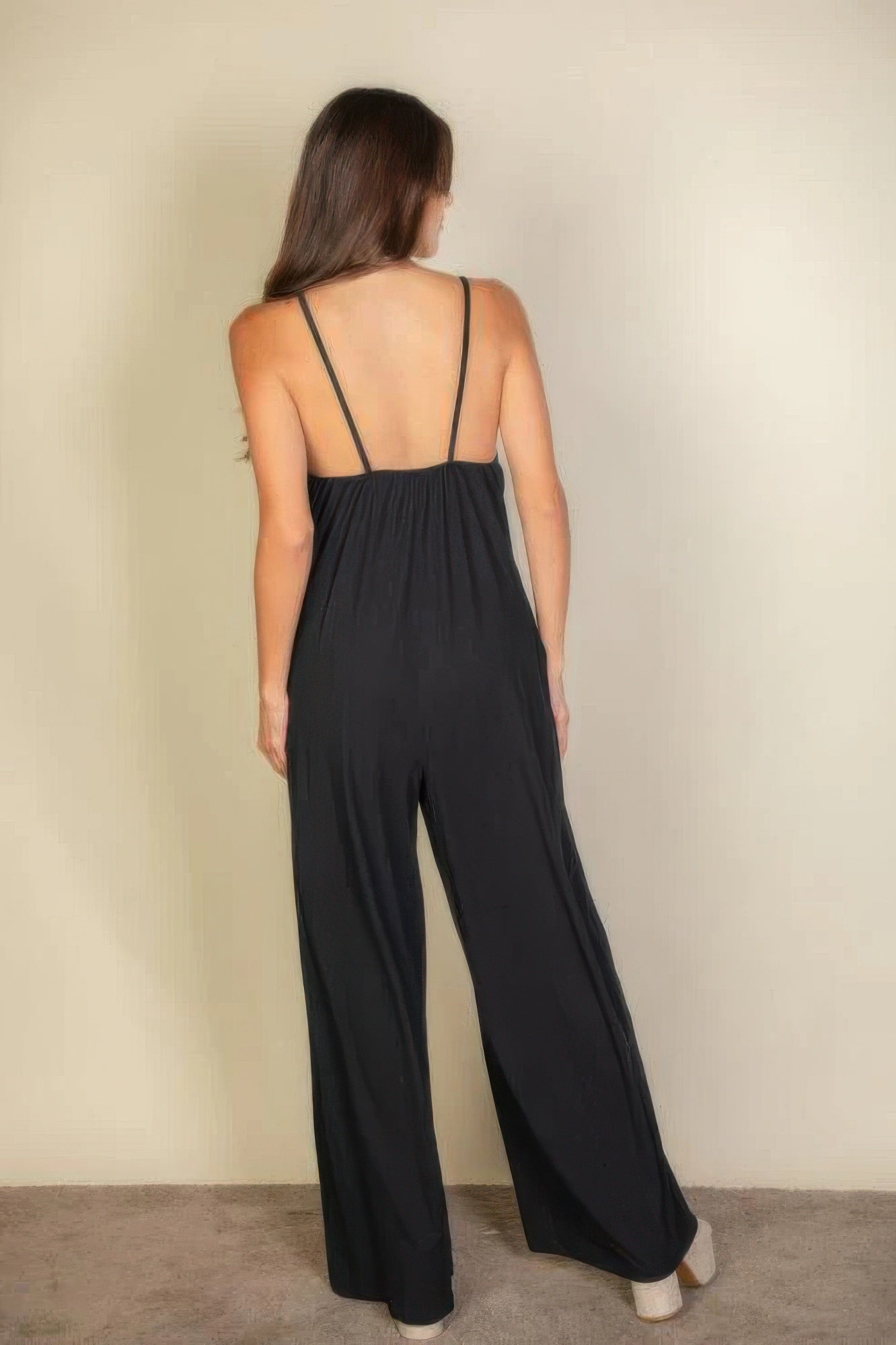 Spaghetti Strap Solid Wide Jumpsuit-TOPS / DRESSES-[Adult]-[Female]-2022 Online Blue Zone Planet