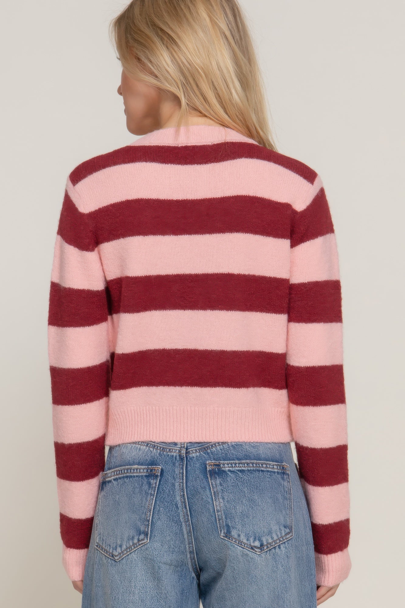 Blue Zone Planet | Long Slv Crew Neck Stripe Sweater-[Adult]-[Female]-2022 Online Blue Zone Planet