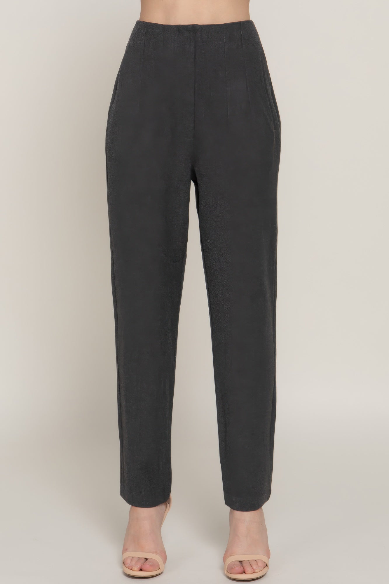 High Waist Pintuck Detail Long Pants-[Adult]-[Female]-2022 Online Blue Zone Planet