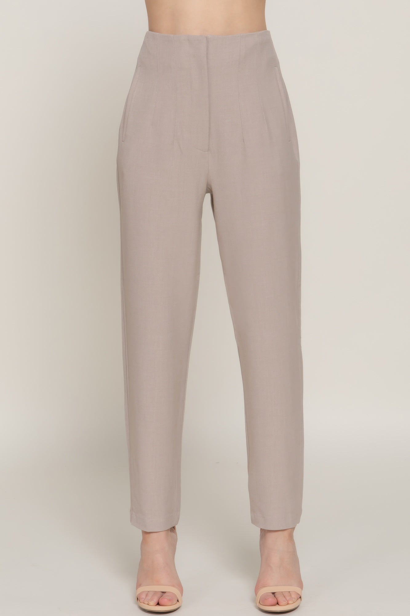 High Waist Pintuck Detail Long Pants-[Adult]-[Female]-2022 Online Blue Zone Planet