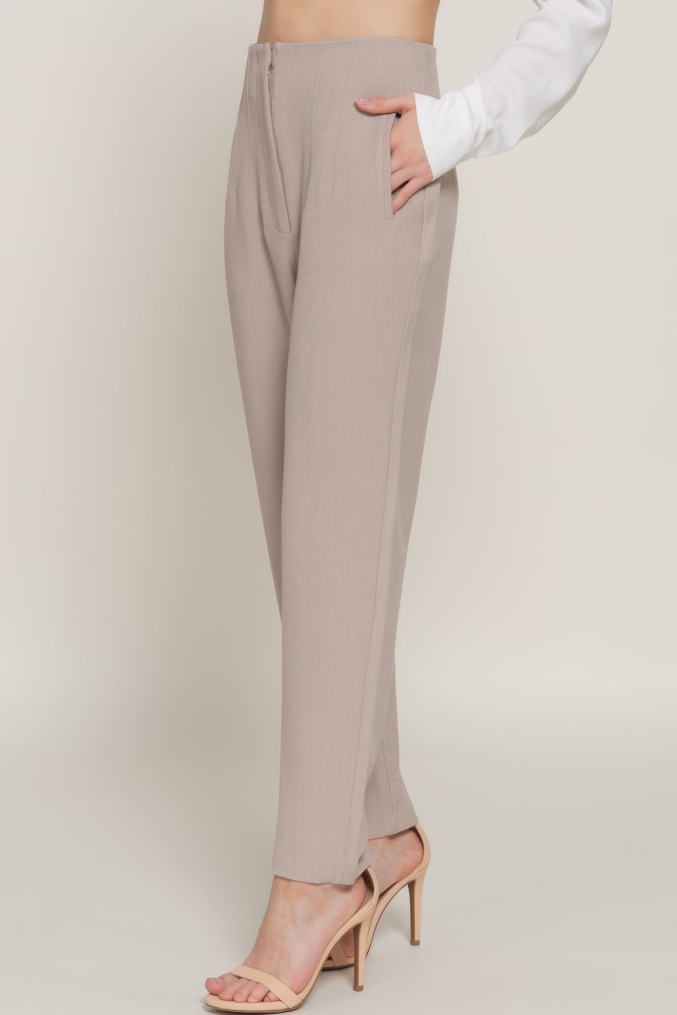 High Waist Pintuck Detail Long Pants-[Adult]-[Female]-2022 Online Blue Zone Planet