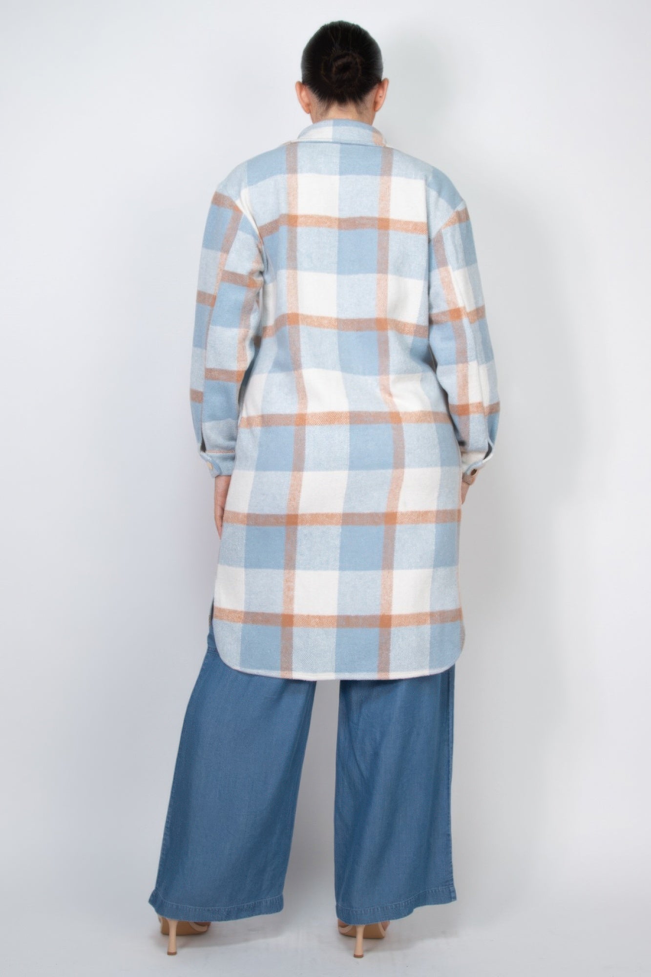 Blue Zone Planet | Plaid Buttoned Shacket Coat-[Adult]-[Female]-2022 Online Blue Zone Planet