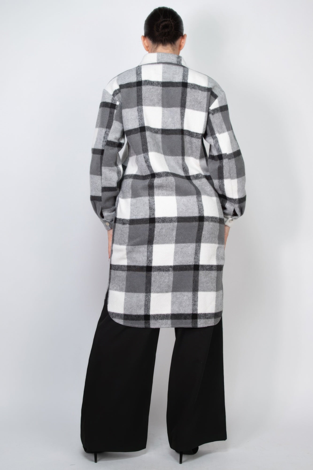 Blue Zone Planet | Plaid Buttoned Shacket Coat-[Adult]-[Female]-2022 Online Blue Zone Planet