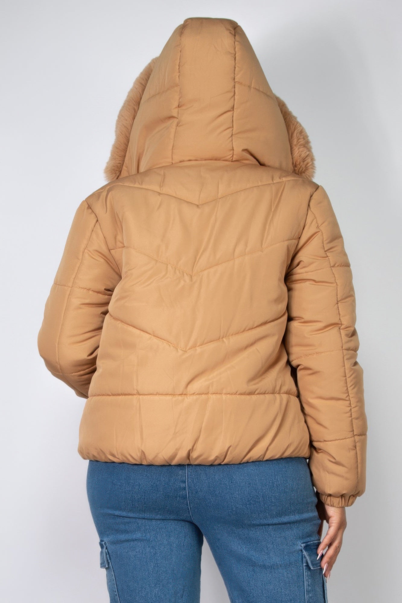 Blue Zone Planet | Insulated Zip-up Faux Fur Hooded Jacket-Tops / Dresses-[Adult]-[Female]-2022 Online Blue Zone Planet