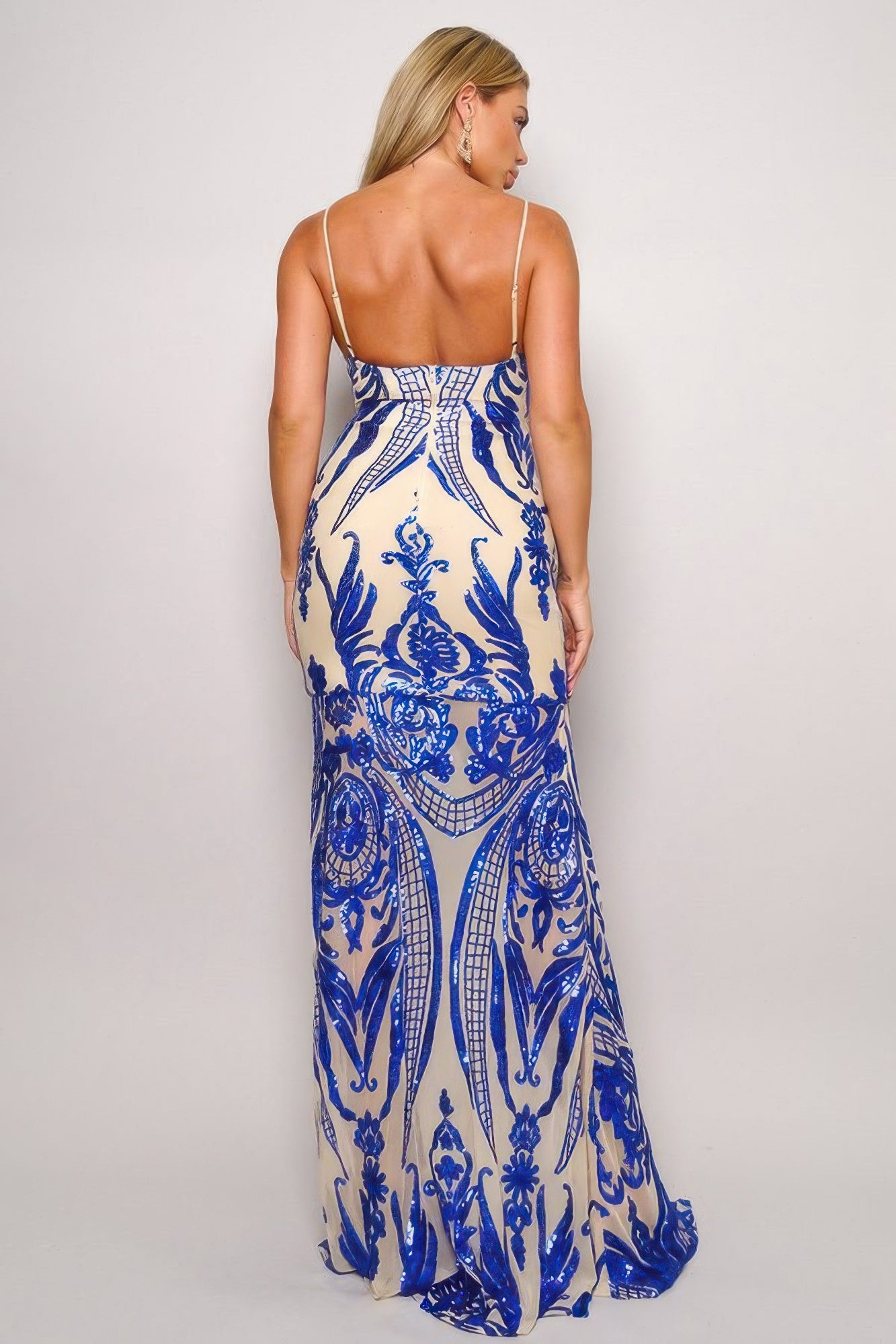 Spaghetti Strap Art Deco Sequins Maxi Dress-TOPS / DRESSES-[Adult]-[Female]-2022 Online Blue Zone Planet