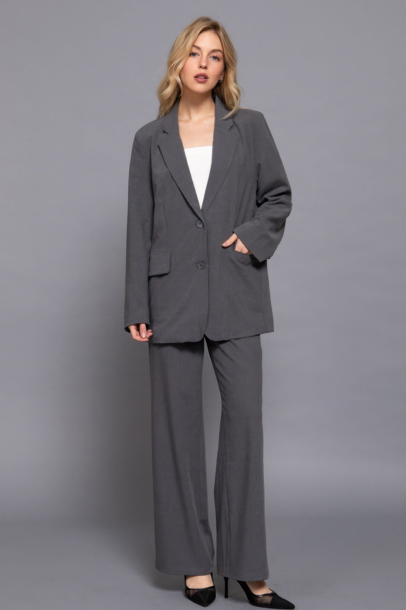 Pam's Long Sleeve Front Button Closure Blazer-TOPS / DRESSES-[Adult]-[Female]-2022 Online Blue Zone Planet