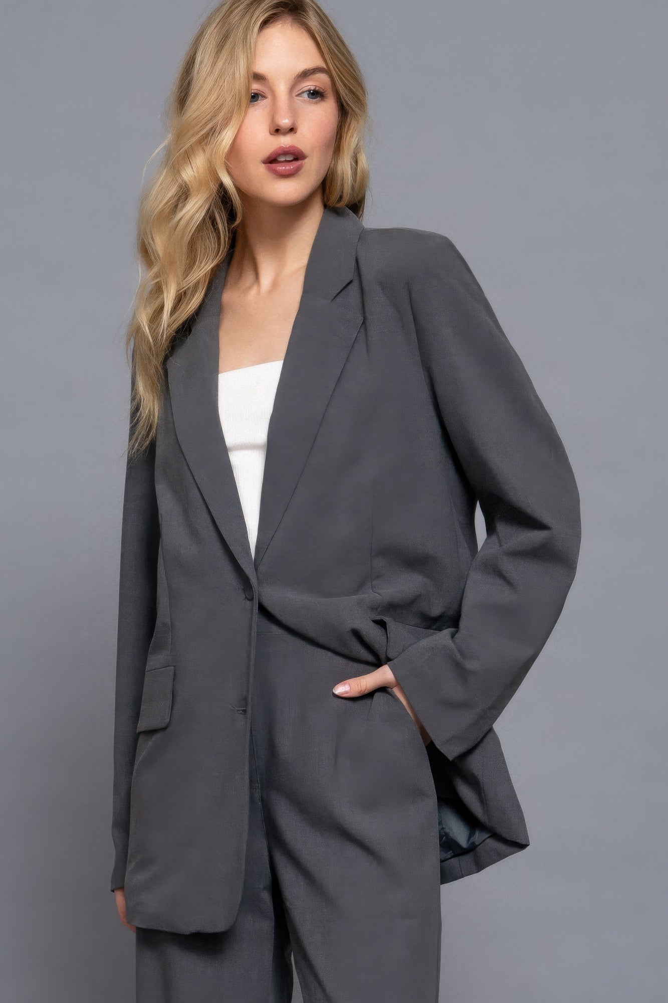 Pam's Long Sleeve Front Button Closure Blazer-TOPS / DRESSES-[Adult]-[Female]-2022 Online Blue Zone Planet