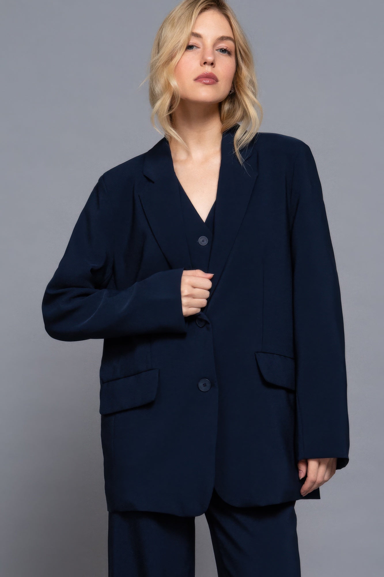 Pam's Long Sleeve Front Button Closure Blazer-TOPS / DRESSES-[Adult]-[Female]-2022 Online Blue Zone Planet