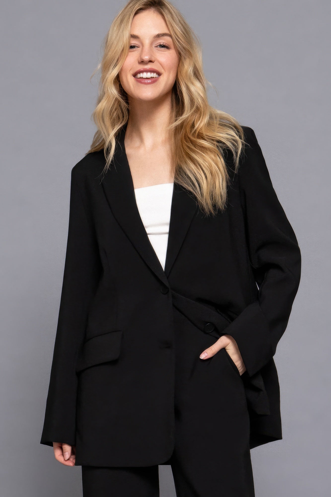 Pam's Long Sleeve Front Button Closure Blazer-TOPS / DRESSES-[Adult]-[Female]-2022 Online Blue Zone Planet