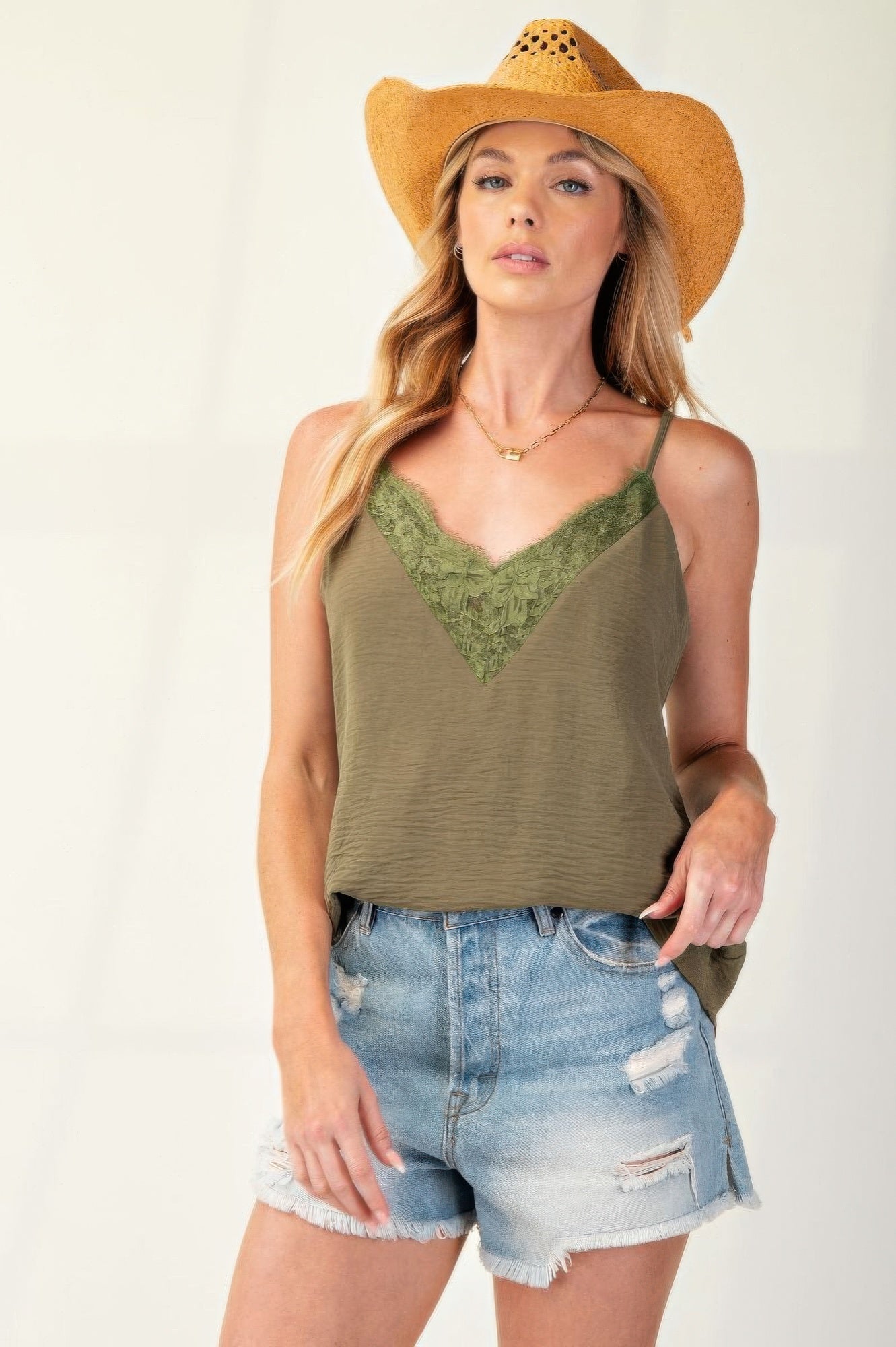 Laced Textured Poly Woven Camisole-TOPS / DRESSES-[Adult]-[Female]-2022 Online Blue Zone Planet