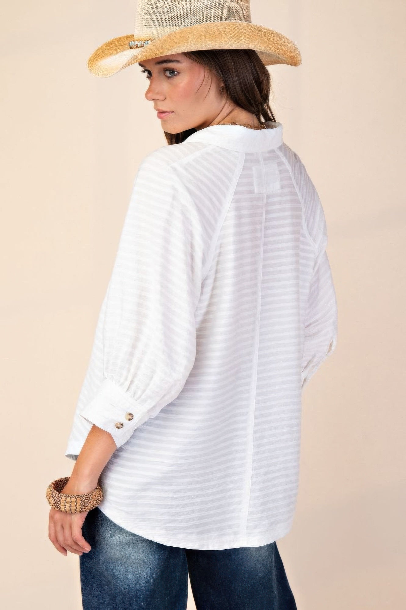 Button down textured woven shirt-TOPS / DRESSES-[Adult]-[Female]-2022 Online Blue Zone Planet