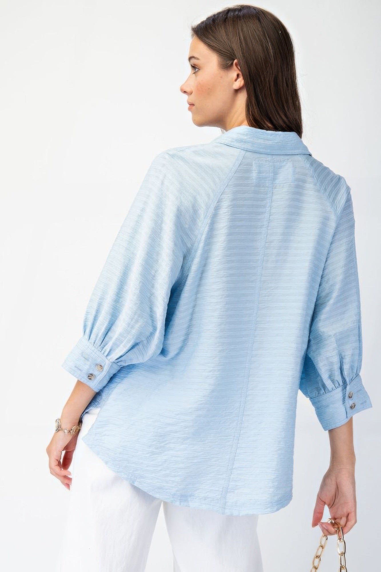 Button down textured woven shirt-TOPS / DRESSES-[Adult]-[Female]-2022 Online Blue Zone Planet