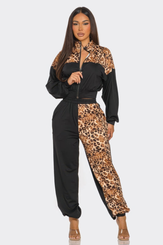 Animal Print Jogger Set-[Adult]-[Female]-S-2022 Online Blue Zone Planet