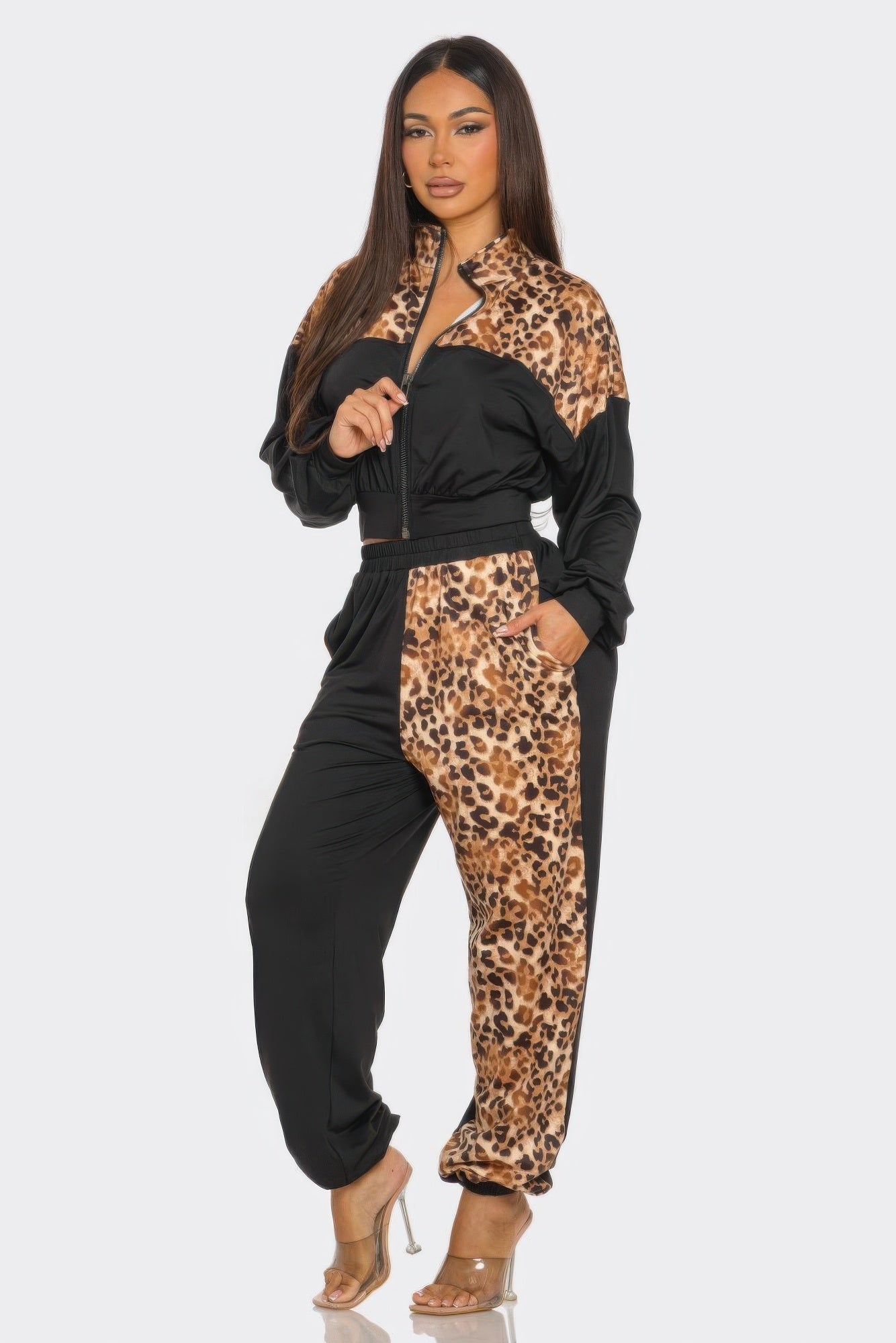 Animal Print Jogger Set-[Adult]-[Female]-2022 Online Blue Zone Planet