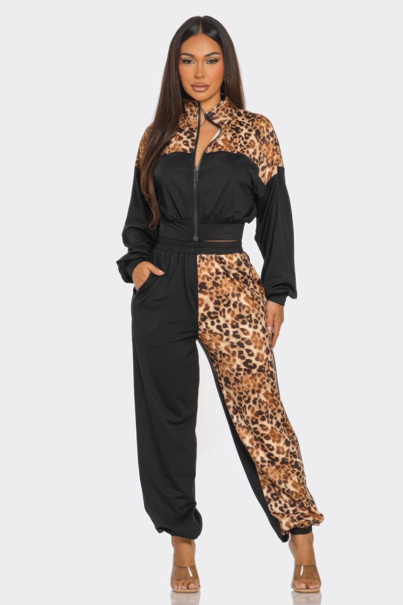 Animal Print Jogger Set-[Adult]-[Female]-2022 Online Blue Zone Planet