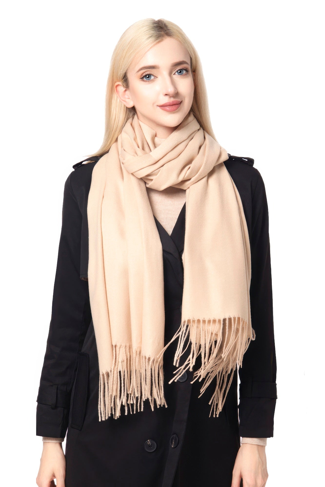 Fashion Basic Blanket Scarf-[Adult]-[Female]-Beige-2022 Online Blue Zone Planet