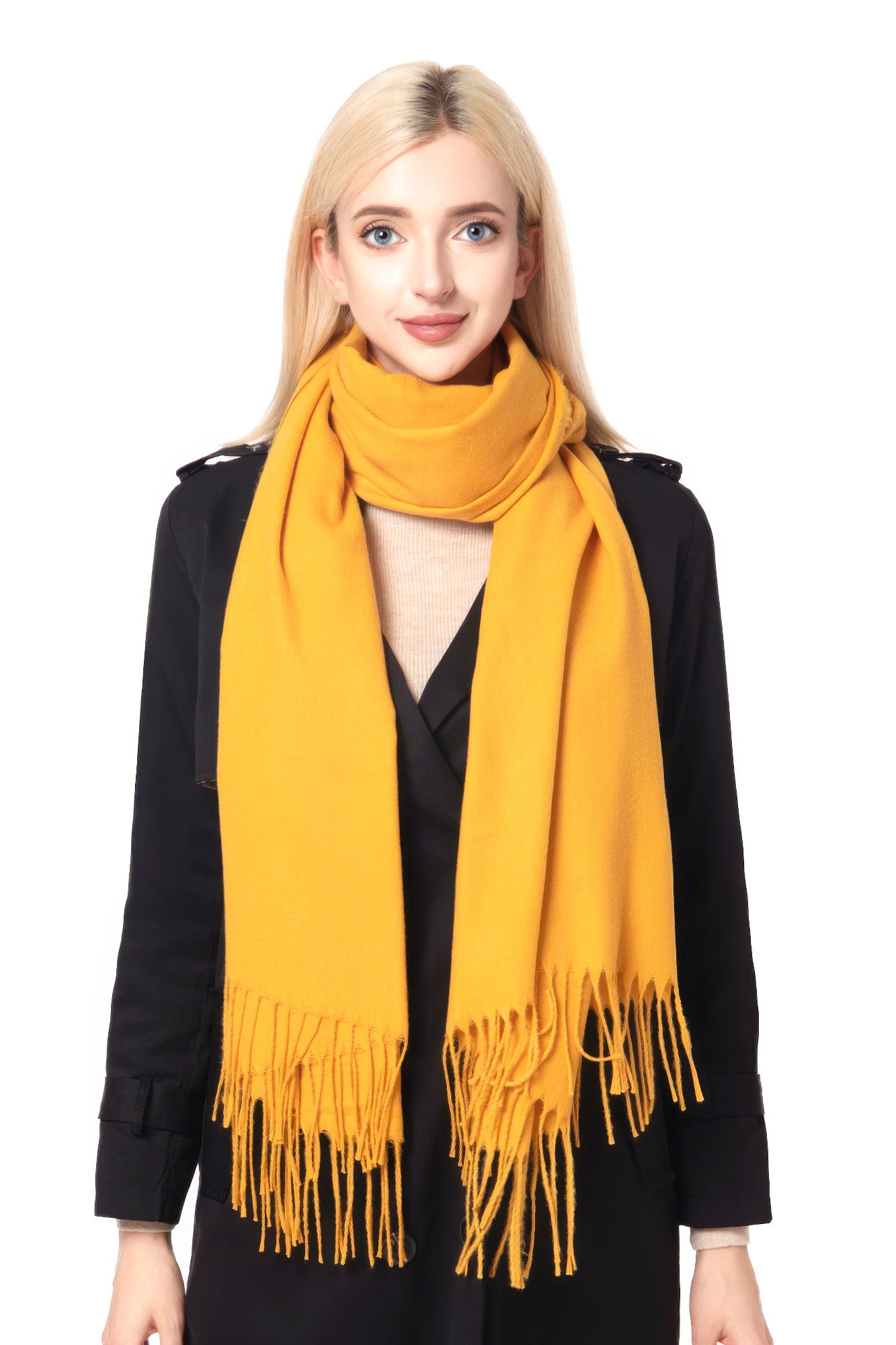 Fashion Basic Blanket Scarf-[Adult]-[Female]-Mustard-2022 Online Blue Zone Planet