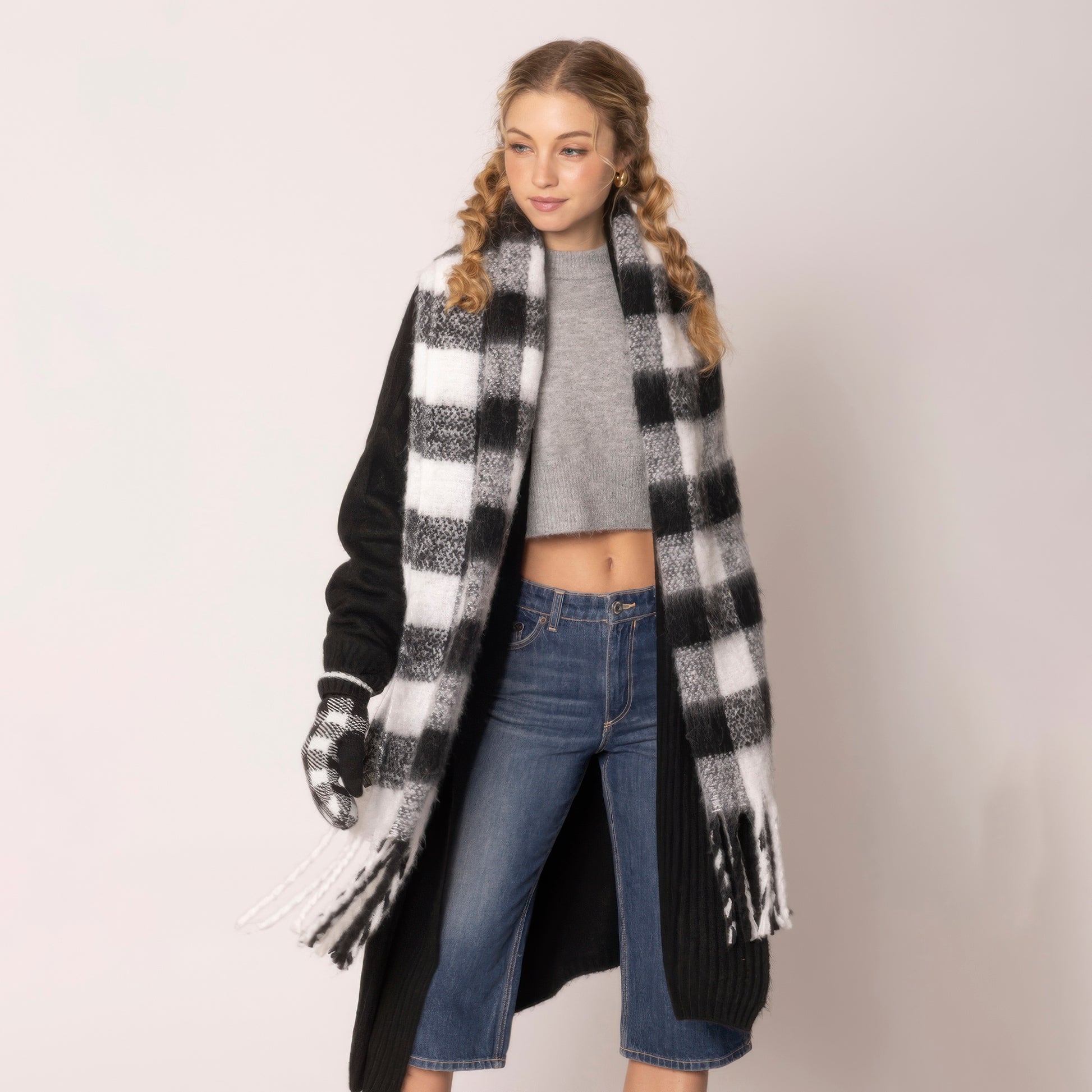 Buffalo Plaid Scarf-[Adult]-[Female]-2022 Online Blue Zone Planet