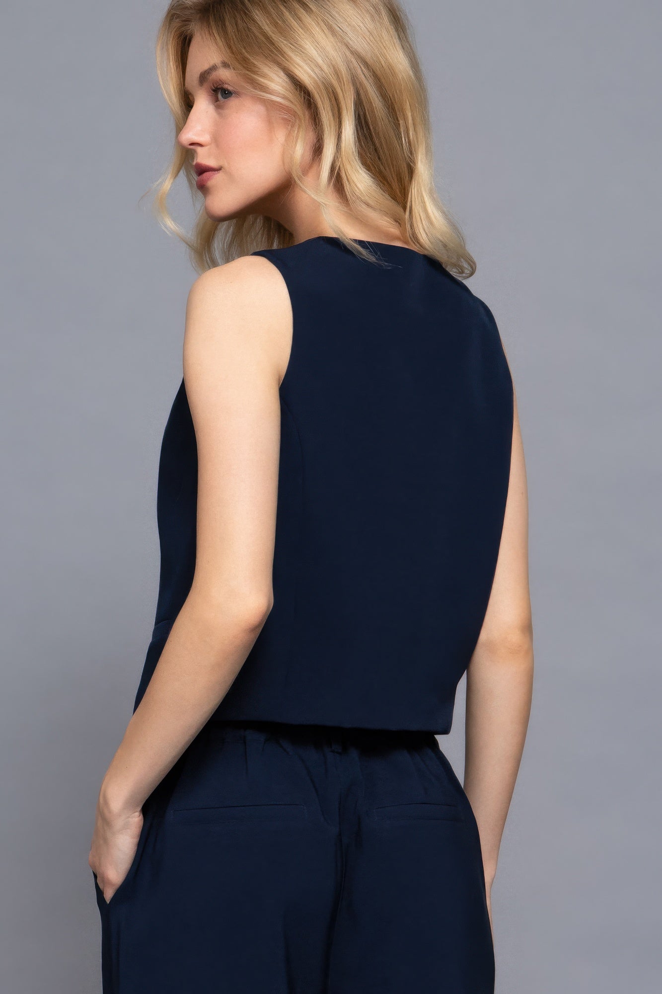 V-neckline W/front Button Closure Vest-[Adult]-[Female]-2022 Online Blue Zone Planet