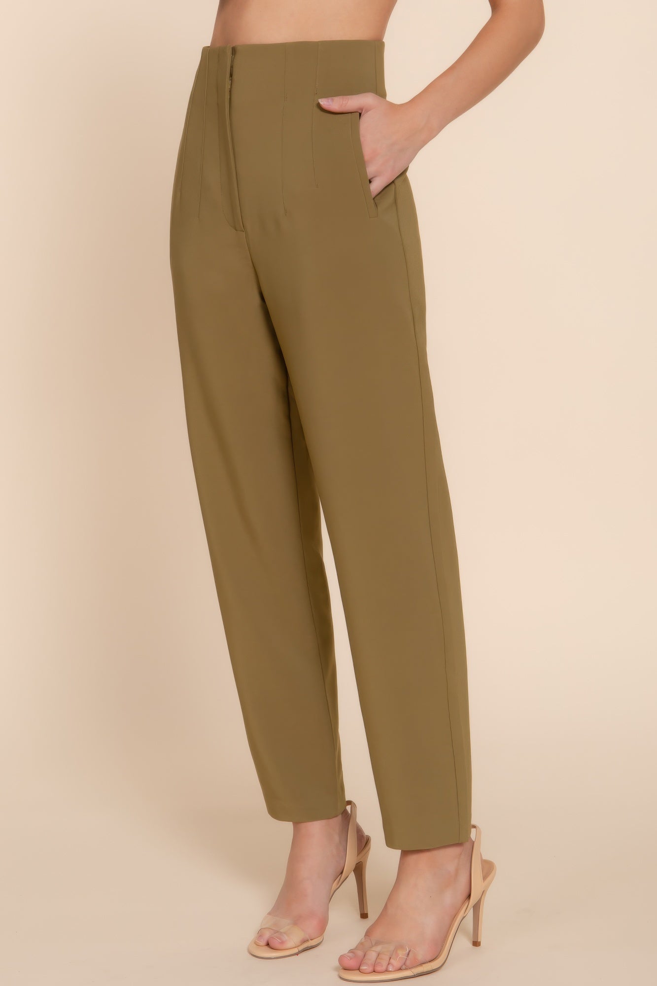 Blue Zone Planet | High Waist Pintuck Detail Long Pants-[Adult]-[Female]-2022 Online Blue Zone Planet