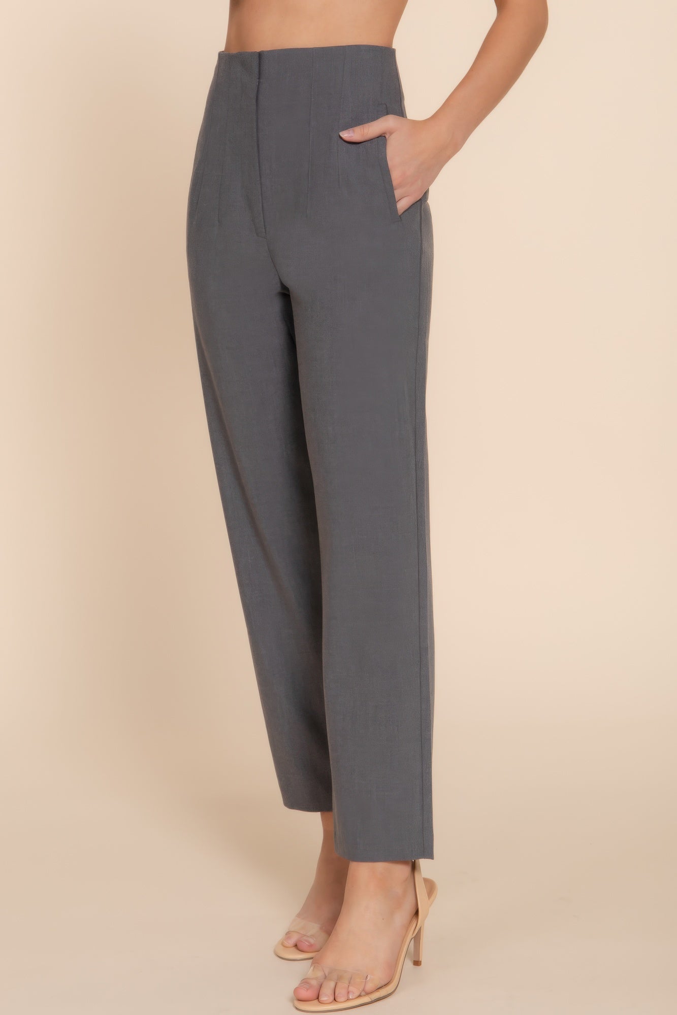 Blue Zone Planet | High Waist Pintuck Detail Long Pants-[Adult]-[Female]-2022 Online Blue Zone Planet