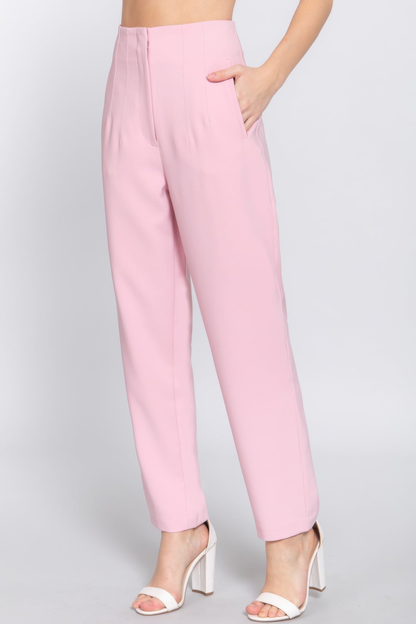 Blue Zone Planet | High Waist Pintuck Detail Long Pants-[Adult]-[Female]-2022 Online Blue Zone Planet