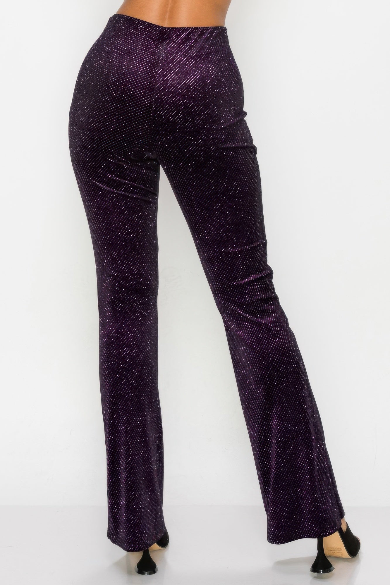 Blue Zone Planet | Glittery Flare High-rise Elastic Pants-[Adult]-[Female]-2022 Online Blue Zone Planet