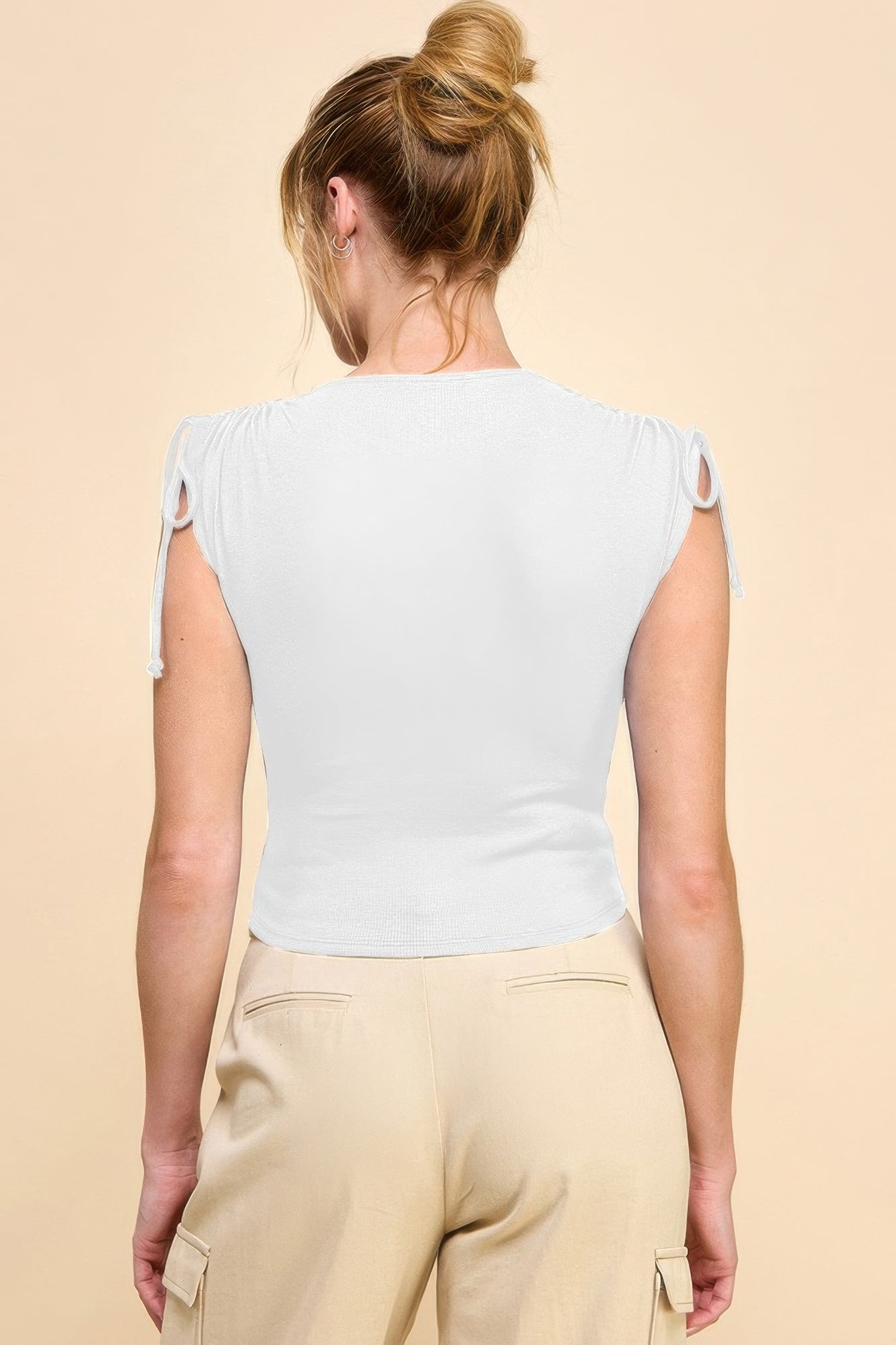 Ruching Shoulder Ribbed Top-TOPS / DRESSES-[Adult]-[Female]-2022 Online Blue Zone Planet